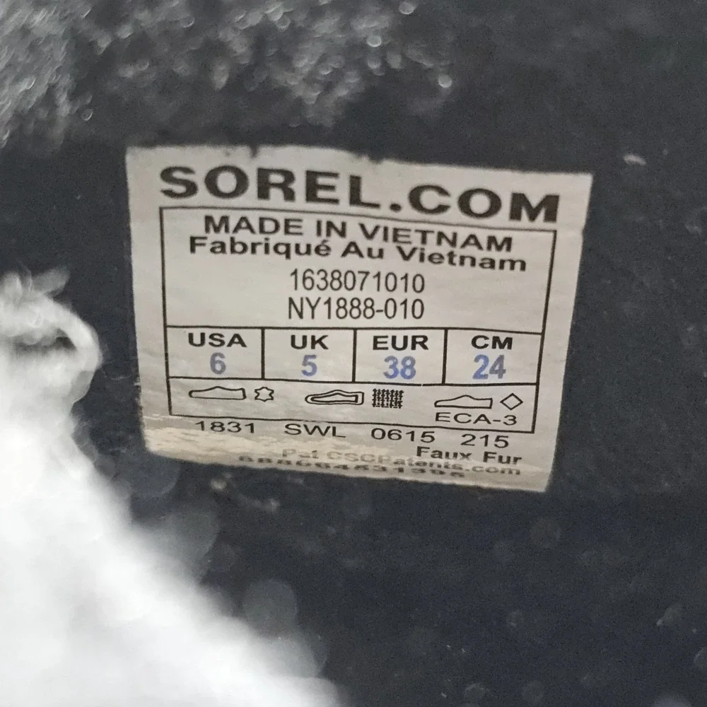 Sorel Tivoli II Black Suede Snow‎ Boot Women's Size 6 Faux Fur